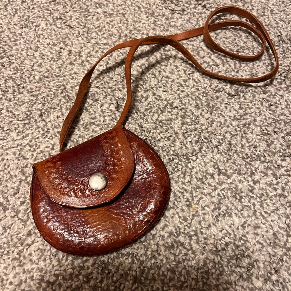 Source Unknown Tan Leather Mini Bag - image 1